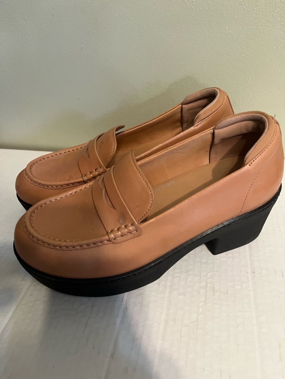 Fitflops Pilar platform Loafers Tan Leather Cush X Comfort Trendy Chunky US 9 - Picture 5 of 14